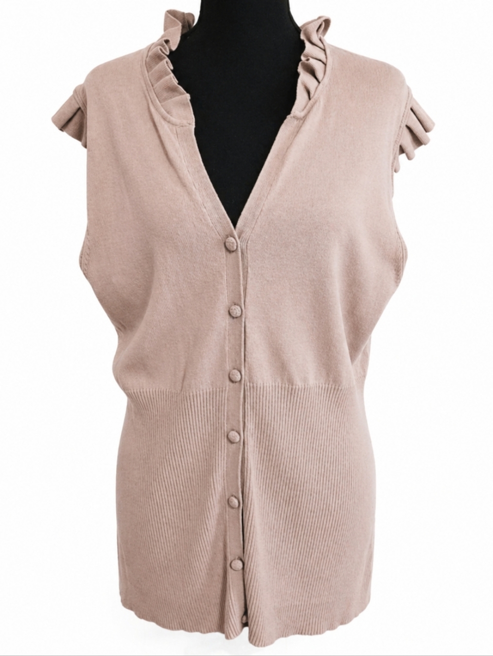 LAST CHANCE CLEARANCE 🔥 Mossimo Ruffled Sleeveless Button-Up Top - Tan